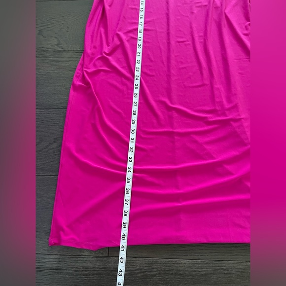 Zara Midi Maxi Cocktail Womens Dress Spaghetti Strap Fuchsia Pink Large - Picture 2 of 8